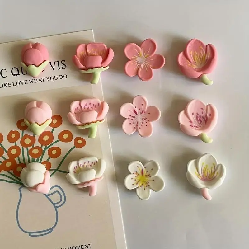 6/12pcs Kitchen Furniture Room Decor Flower Magnets Random Floral Pattern Fridge Magnets Suitable for Christmas, Festivals, Valentine's Day, Kitchen Furniture Decorations, Back-to-School Season, Gifts