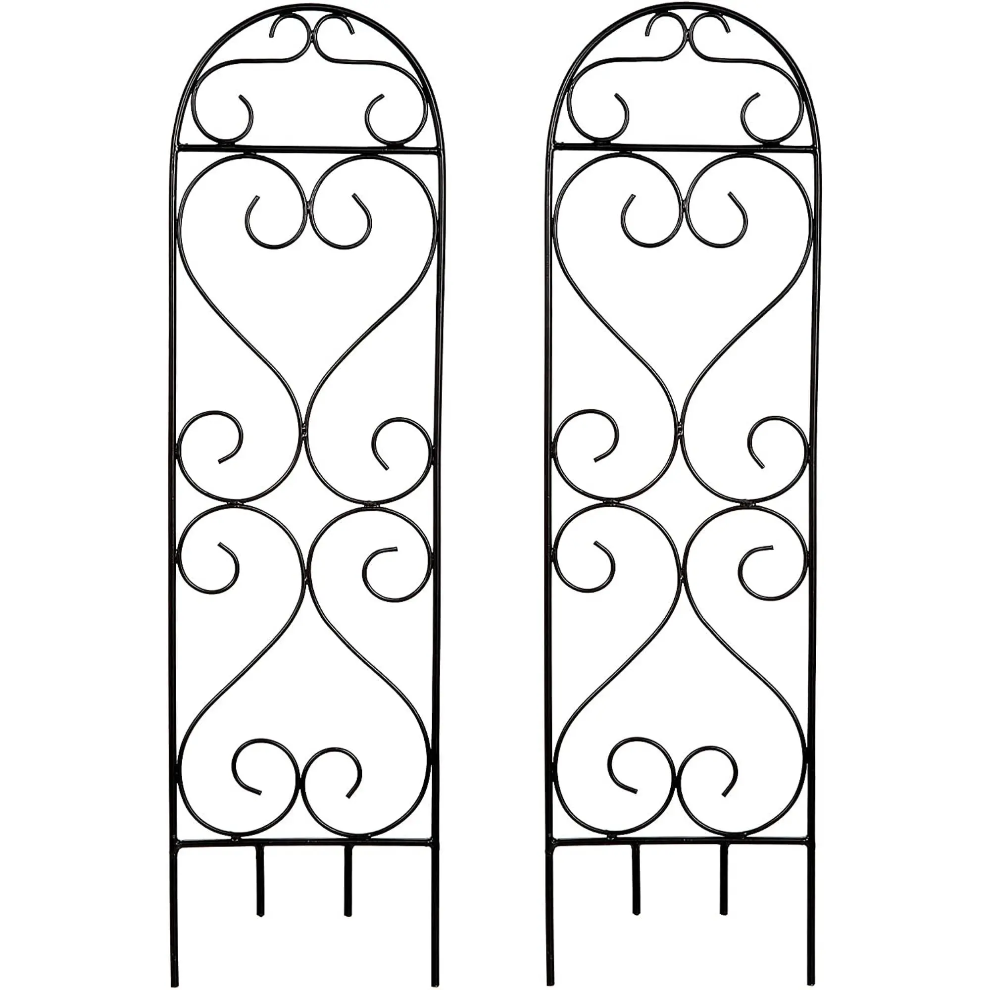 Set of 2 Scroll Planter Trellises – Available in 3 Styles, Weather-resistant Metal, Ornate Scroll Detailing, Vertical Gardening Support, Easy Installation