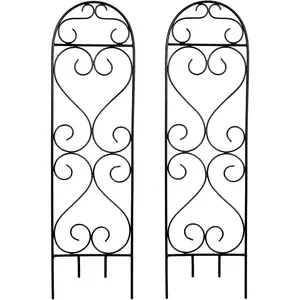 Set of 2 Scroll Planter Trellises – Available in 3 Styles, Weather-resistant Metal, Ornate Scroll Detailing, Vertical Gardening Support, Easy Installation