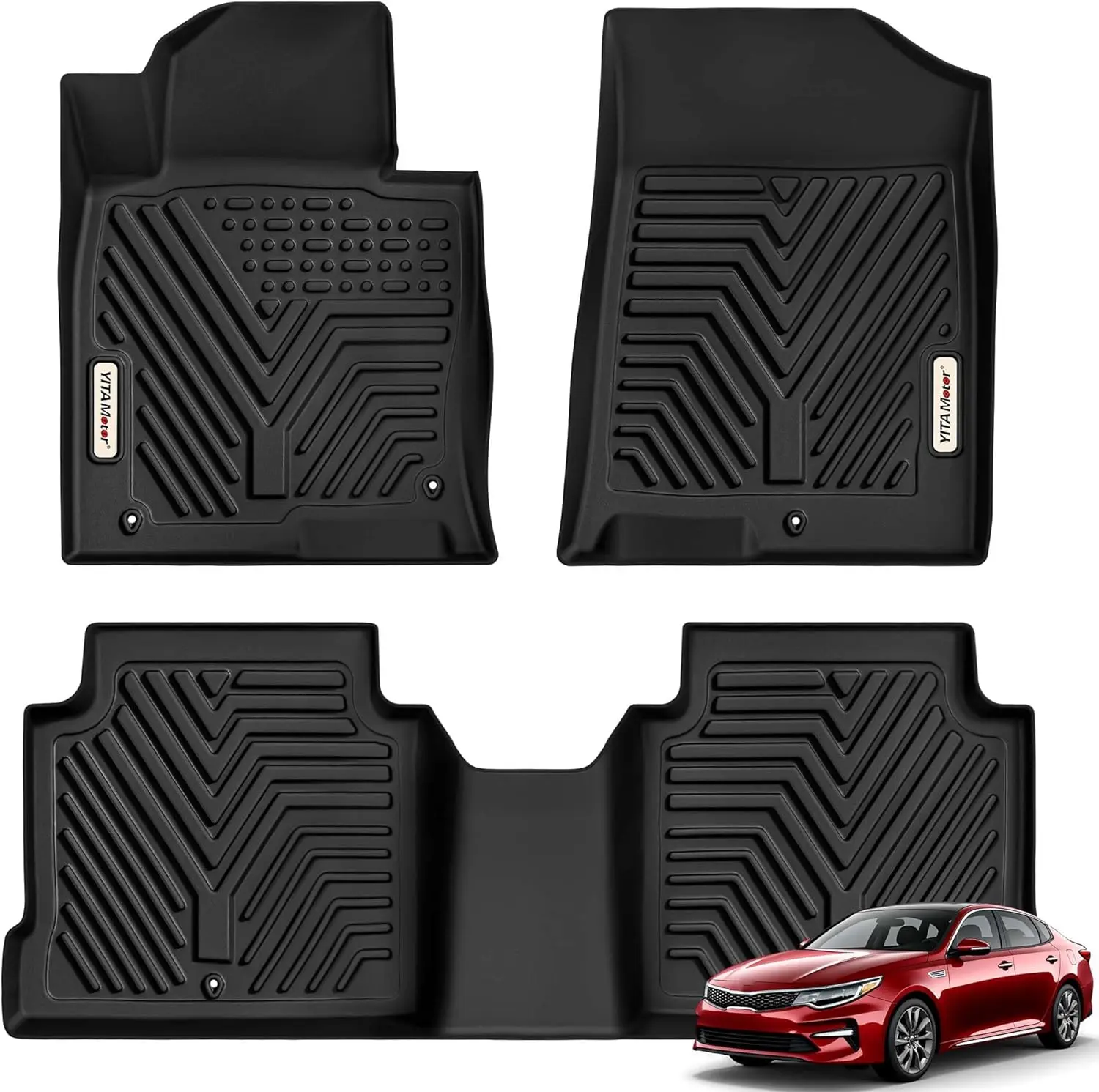 TPE Floor Mats Fits 2016-2020 Kia Optima K5 & 2015-2019 Hyundai Sonata, All Weather, Waterproof
