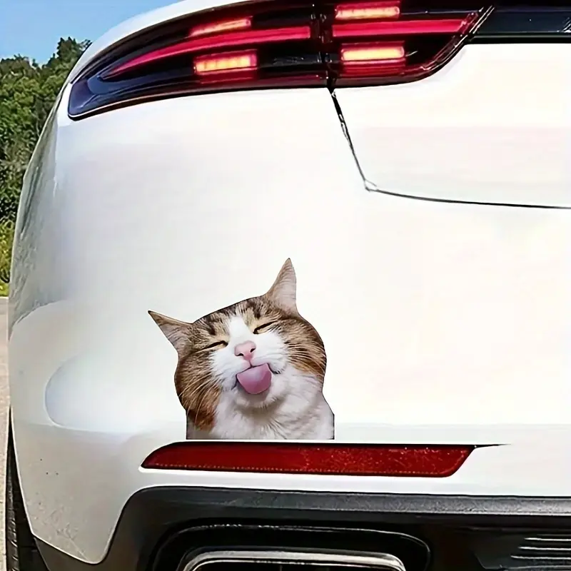 1PC Niche Pet Hole Aesthetic Sticker, Car Decorative Sticker, for car accessories/decor items Hole-realistic textured Hole-Tongue-Out Cat Logo design, fits funny cute hole-style lovers' taste Decor sticker + niche car pet decor goods, Car Stickers