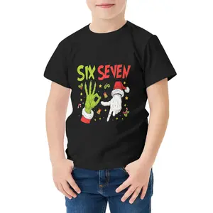 Funny Brothers 67 Six Seven 6 7 Emoji Pack Christmas Boy Santa Elf T-shirt - Pure Cotton Fabric Children's and Teen T-shirt Clothing, a gift for sons and daughters, comfortable and stretchy fabric is perfect for sports and play. Suitable for all occasions