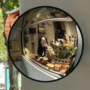 📸 The Ultimate "Fisheye" Selfie Spot! Black Art Decor Round Convex Mirror | Wide Angle Wall Mounted Mirror for Living Room, Trendy Modern Industrial Aesthetic Prop