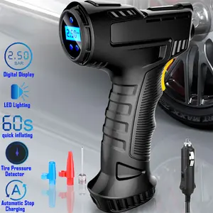 Multipurpose Corded Plug-in Inflator with LED Digital Display for Car Tires - 150PSI, 20L/min, Automatic Shutdown, Emergency Tools