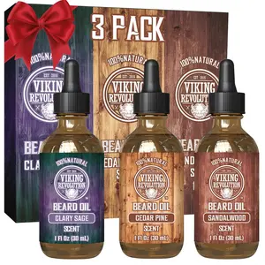 Viking Revolution Beard Oil Conditioner Sandalwood 1 Pack for Men Moisturizing Argan & Jojoba Oils Daily Use Refreshing Scent 30ml Hydrating Hair Care