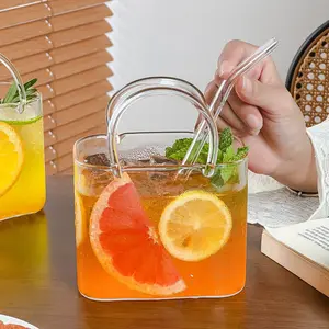 Creative Handbag Shape Glass Tea Cup, Drinkware, High Borosilicate Glass, 770ML Capacity, Detachable Straw, Perfect for Home, Office, Gifts