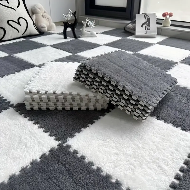 10pcs Thick Washable Foam Mat Set, Soft Interlocking Mats with Shock Absorbing Pad, Rectangular Grid Pattern, Decorative Mat Set, Perfect Home Decor & DIY Projects