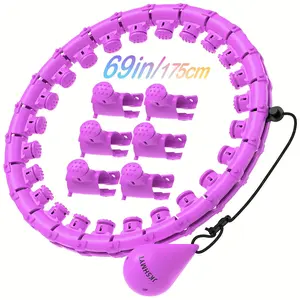 69inch/175cm Weighted Exercise Circle, Smart Pilates Ring with 30 Detachable Knots, Adjustable Size,Plus Size Hoops for Adults And Beginners— Perfect for Pilates And Home Workouts, Weighted Hula Hoop