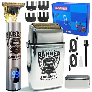 Professional Beard Trimmer Set, 2-In-1 Barber Bundle with Clippers, Trimmers & Foil Shaver, Silver Color, Ideal for Men's Grooming Needs, Cordless Hair Cutting Kit