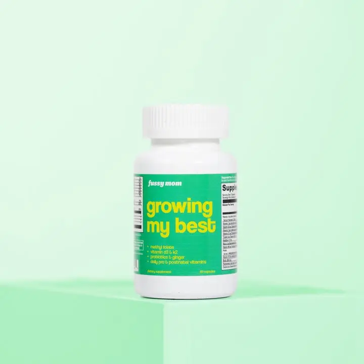 Fussy Mom Wellness Supplements and Vitamins Growing My Best Prenatal Postanal Vitamins for Women, Multivitamin Gummies: Biotin, 5-MTHF Bioavailable Methylfolate, Iron, Vitamin D3, C, Vitamin B12, B6, A, K2 & Zinc, Inositol, 60 Capsules (30 Day Supply)