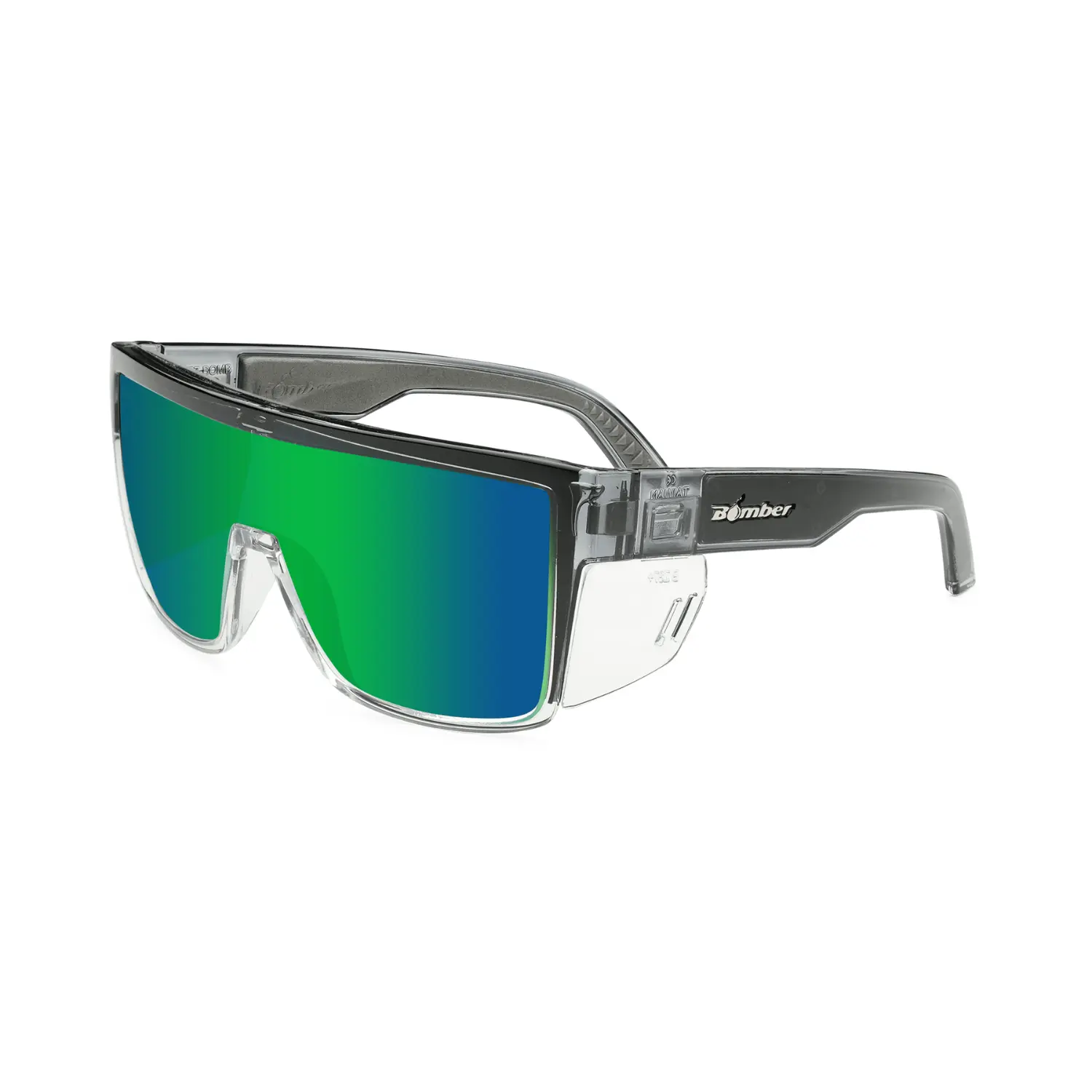 Bomber Eyewear Buzz Bomb Men's Safety Sunglasses - ANSI Z87+ Certified Safety Gear, Full Frame, Removable Side Shields, UV Protection, Polarized/Standard Lenses, Unisex Work & Fishing Accessories