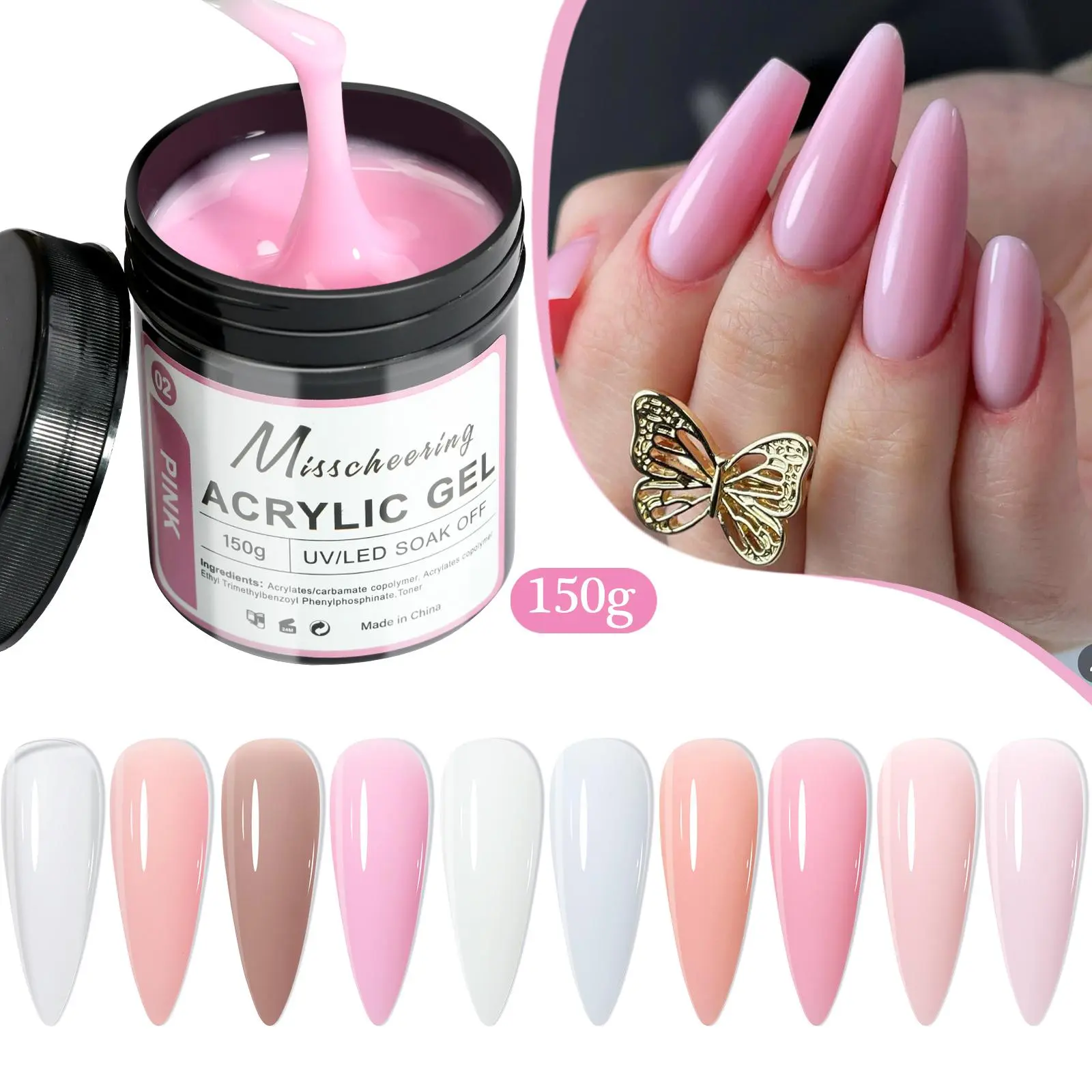 150g Large Capacity Nail Extension Gel Acrylic Semi-Permanent UV/LED Gel Varnish Suitable for DIY Design Nail Art Extension Tool