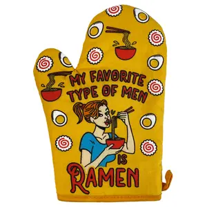 My Favorite Type Of Men Is Ramen Oven Mitt Funny Noodles Soup Dating Relationship Kitchen Glove Funny Graphic Kitchenware Bakeware Love  Funny Food  Novelty Cookware Yellow