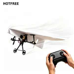 Hotfree RC Paper Airplane Kit, Remote Control Plane with Gyro Stabilizer & Dual Propellers, DIY Foldable Flying Toy, Easy-to-Fly STEM Toy, Birthday Gift for Kids Boys & Adults