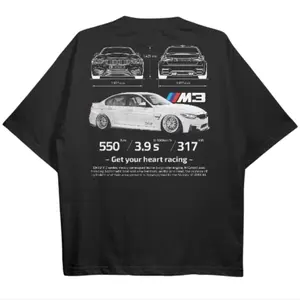 Drive in Style: Car-Themed T-Shirts, F80 M3 Black T-Shirt, F80 M3 Technical Specs T-Shirt, Racing Shirt, Sport Car Shirt Menswear Top Menswear Top