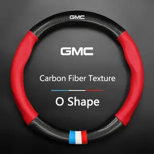 Universal Car Steering Wheel Cover Carbon Fiber Leather Three-dimensional Anti Slip, Timple And Fashionable For GMC Savana Graphyte Yukon Envoy Granite Hummer Ev Terrain Jimmy Acadia Car Accessories