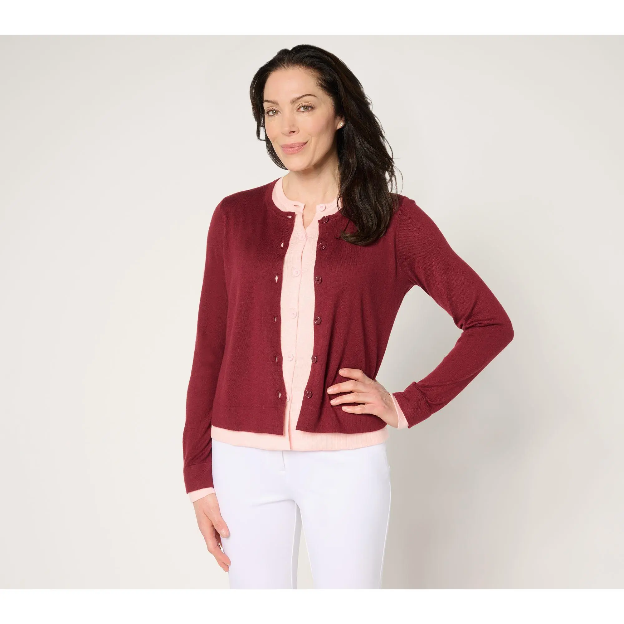 by Stacy London Double Layer Color Block Illusion Cardigan