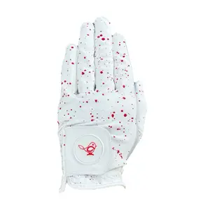 Splatter Paint Golf Glove - White with Red Splatter Pattern, Designed for Enhanced Golfing Experience golf supply