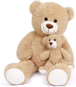 Big Teddy Bear Stuffed Animal Big Teddy Bear Mama with Baby Giant Teddy Bear Stuffed Animal Bear for Kids, Girlfriend on Mother's Day, Valentine's Day, Christmas(100CM,Light Brown)