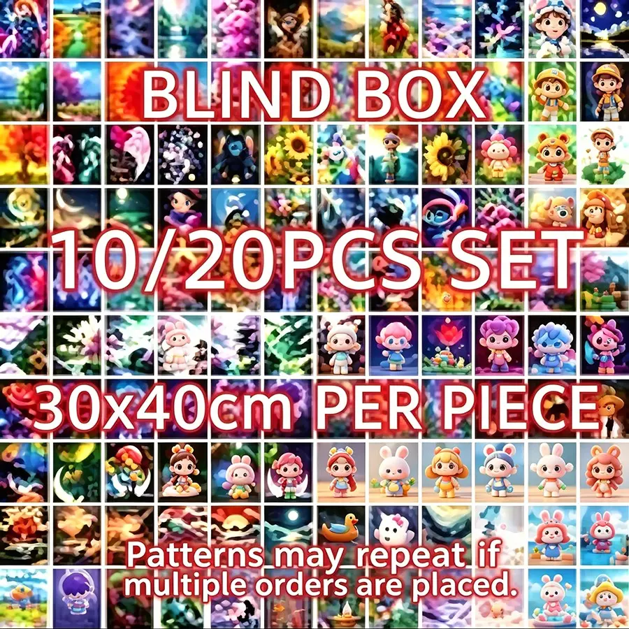 10pcs/20pcs Diamond Painting Craft Kit, Cartoon Animal & Nature Designs, 30x30cm&30x40cm Multiple styles to choose DIY 5D Full Drill Art Set, Wall Decor Gift for Beginners, DIY Kits