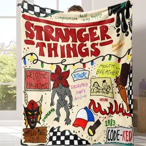 Stranger Things Season 5  Collage Flannel PlushBlanket,weighted blanket, Soft Warm Cozy, Iconic Characters and Demogorgon Art, Ideal Gift for Fans,Adults Kids Holiday Birthday Xmas Christmas Party Gifts