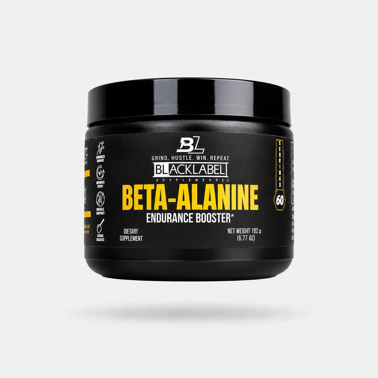 BlackLabel Beta-Alanine Endurance & Performance Booster 60 Servings Delay Fatigue Build Strength Amino Acid Supplement