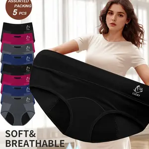 High Waist Menstrual Underwear for Heavy Flow Period Leak Proof Cotton Crotch Fashionable Period Panty Women's Period Protection Underwear