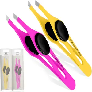 Professional Eyebrow Tweezers Pointed Tip Stainless Steel 2,3xPcs Set, Non-Slip Grip Point Tip Tweezers for Facial Hair, Plucking Removing Ingrown Hairs, Tweezer for Women Men