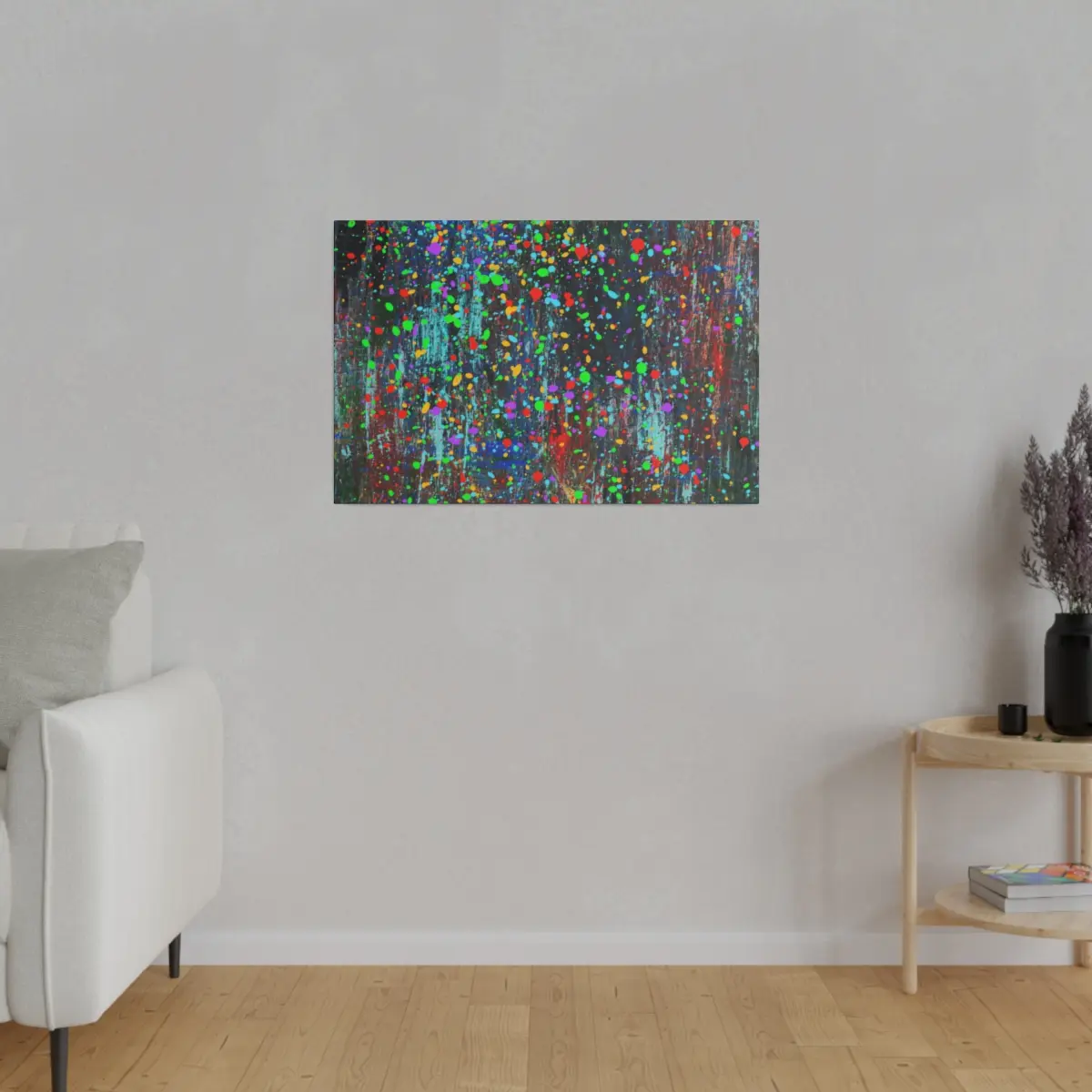 Abstract Drip Painting Canvas Artwork, Stretched, 0.75" Cotton Decor