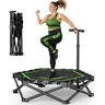 EAST MOUNT 42" Hexagonal Springless Trampoline for Adults - Home Workout Equipment with Handle, Silent Bounce, Compact Fold, 440lbs Max Load, Bungee Cords, Jump Mat for Trampoline Workout (Indoor & Garden Use)