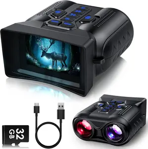 4K Night Vision Goggles Binoculars 3.0" HD Display 9-Level Infrared IR 16X Digital Zoom 5000mAh Rechargeable Battery 32GB Card Portable Compact For Hunting Camping Wildlife Observation Security Outdoor Gear