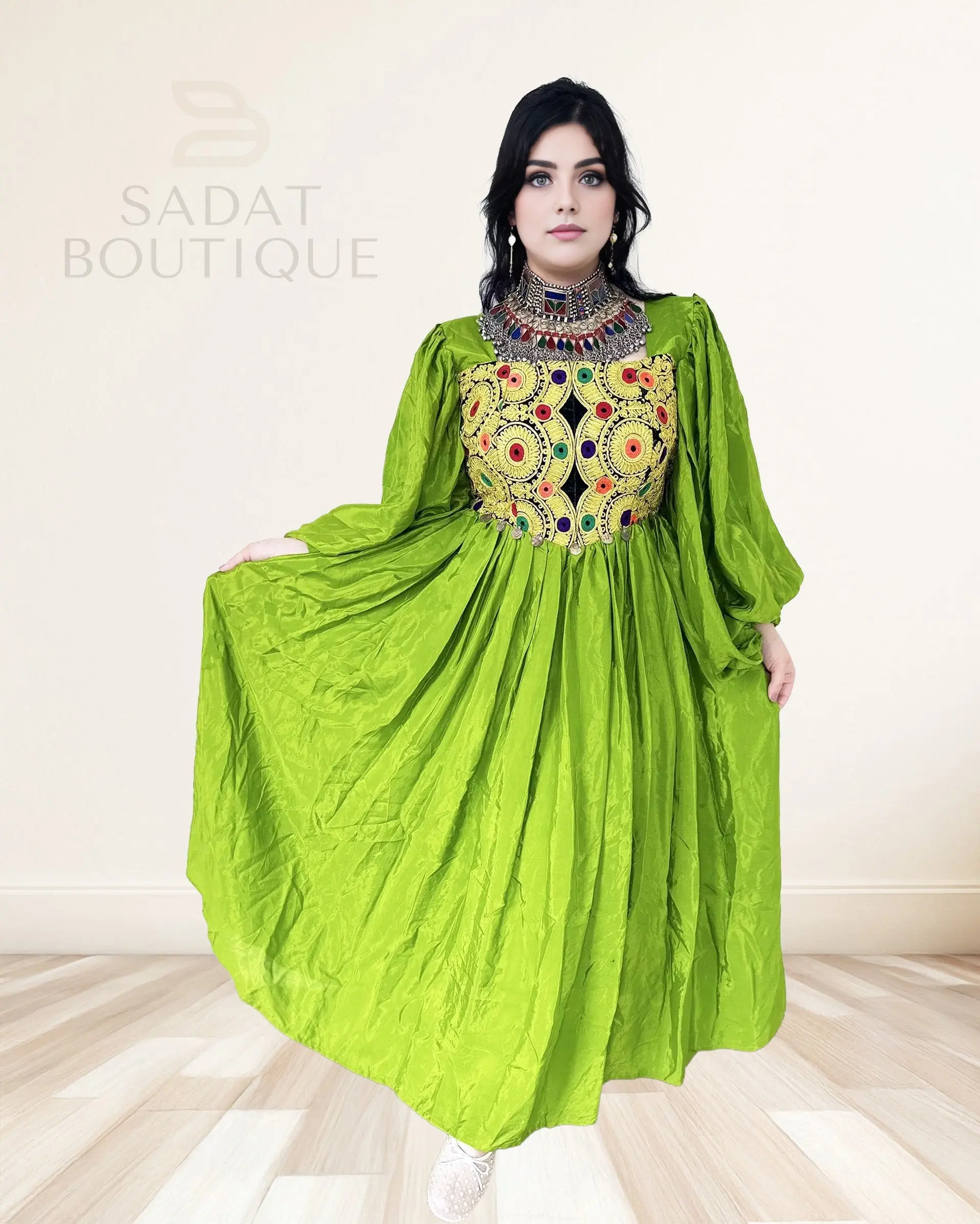 Zarmina – Light Afghan Kuchi Party Dress (Free-Size)