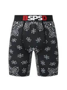 1Pcs Men's Printed Fitted Boxers Briefs Breathable Comfortable Underwear Sweat-Wicking Boxer Short Sporty Wear-Outside Shorts Black Men's Boxer Briefs Trunks Stretchy Boxer Briefs