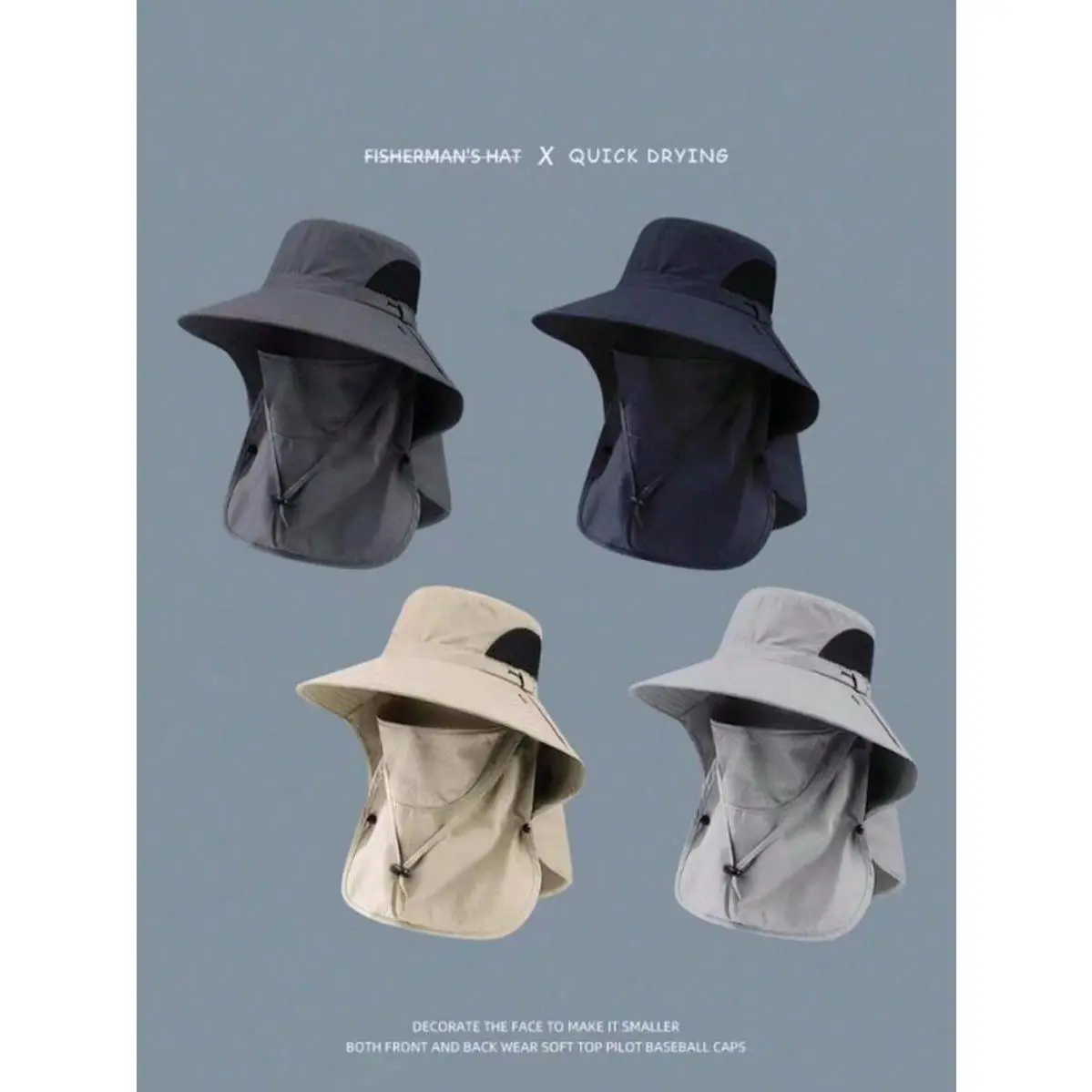 Fashionable UV Protection Sun Hat With Detachable Face Mask, Suitable For Outdoor Activities, Fishing, Hiking, Climbing Breathable  Brim Fishing Hat Wide bucket casual adjustable unisex fit hat-solar windproof design
