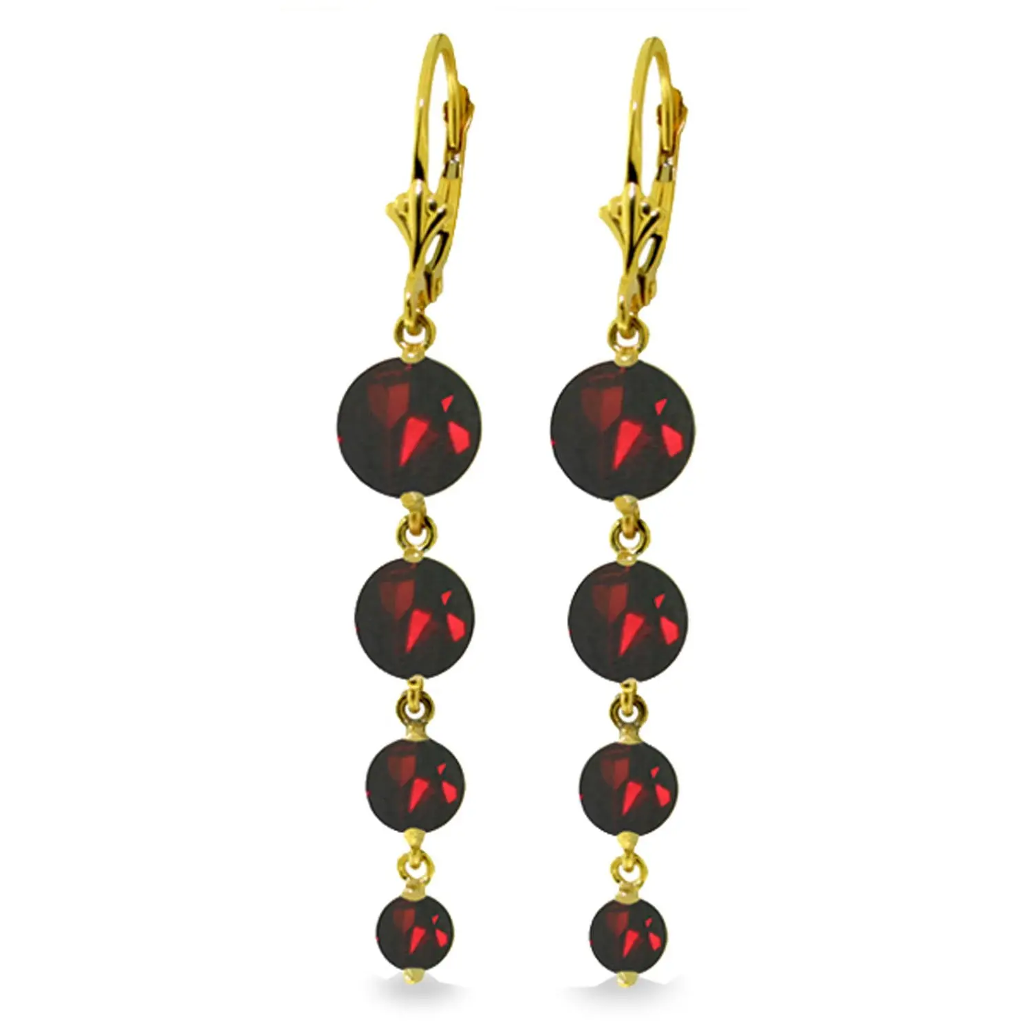 7.8 Carat 14k Solid Gold Chandelier Earrings Natural Garnet