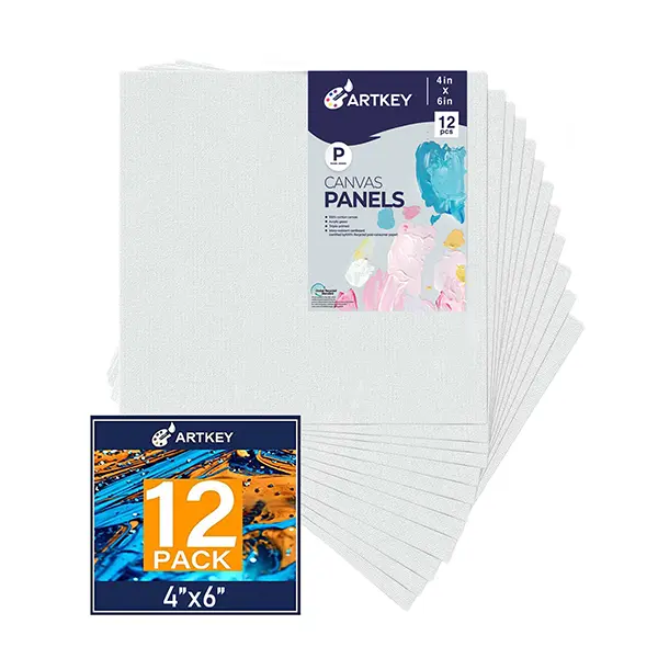 Canvas Panels 4x6 Inch 12-Pack, 10 oz Primed 100% Cotton Small Canvases for Painting, White Blank Flat Canvas Board for Oil Acrylics Watercolor & Tempera Paints