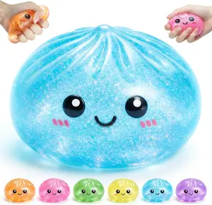 Dumpling Squishy Stress Relief Toy - Kawaii Glittery Sensory Fidget Toy for Kids & Adults, Soft Slow Rising Squeeze Bun, Decompression Toy for ADHD Autism, Cute Birthday Gift, Stocking Stuffer