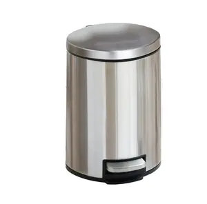1.3 Gallon Round Kitchen Step Trash Can, Stainless Steel