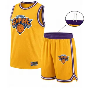 Men’s Basketball Jersey & Shorts Set, Mesh, Athletic Outfit with New York Empire Print, Comfortable Breathable Fit, Gym, Court, Outdoor Sports, Summer Streetwear, Trendy Activewear for Men