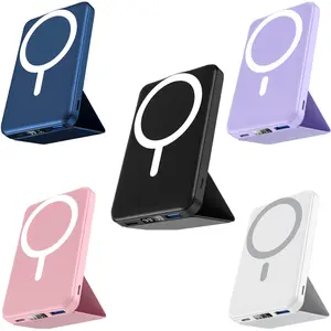 Magnetic Wireless Power Bank 10000mAh for iPhone 17 16 15 14 13 12 Pro Max Plus, Portable Charger with Foldable Kickstand & LED Display, 22.5W Fast Charging Battery Pack travel essential