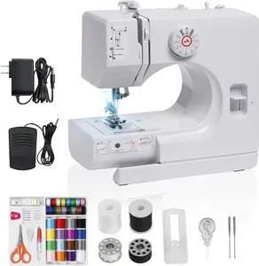 Electric Sewing Machine for Beginners, Mini Portable Kids Sewing Machine Built-in Light, 12 Stitches, High-Low Speeds, Foot Pedal & 42-Piece Kit for Home, Adults, Crafting, Travel and Quick Repairs