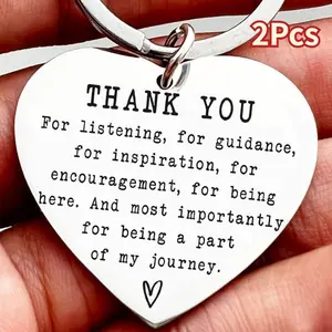 2Pcs Heartfelt Thank You Keychain - Personalized Gift for Lover, Family, Friend - Engraved Token of Appreciation for Men
