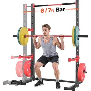 VEVOR Power Cage Rack, Multifunctional Squat Rack for Home Gym, Width - Adjustable Workout Strength Training Equipment with 6 Band Pegs, Landmine Attachment Safety Bars for Bench Press Squats Pull - UpVEVOR Super Brand Day