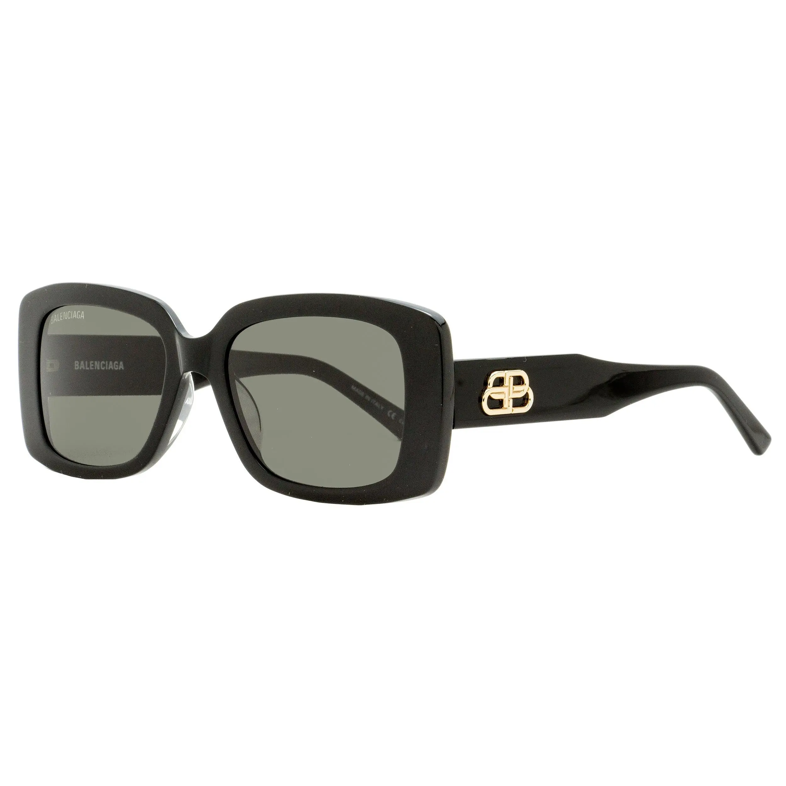 Balenciaga Rectangular Sunglasses BB0048S 001 Black/Gold 52mm