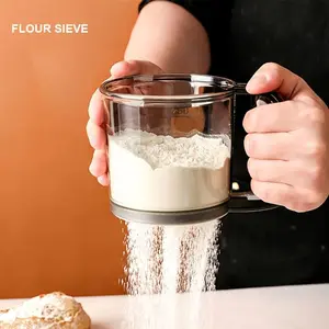 Semi-automatic Flour Sifter, 1 Count Durable Flour Sifter, Baking Utensils for Home Kitchen, Household Kitchen Measuring Accessories, Baking Tools, Baking Supplies, Kitchenware
