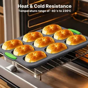 1pc stick baking utensil -9/12 silicone cookies, pastry tray, burger, hot dog, baguette - high temperature resistant, easy to clean, commercial and home kitchen baking tool, rectangular heat-resistant material, burger germ, party host