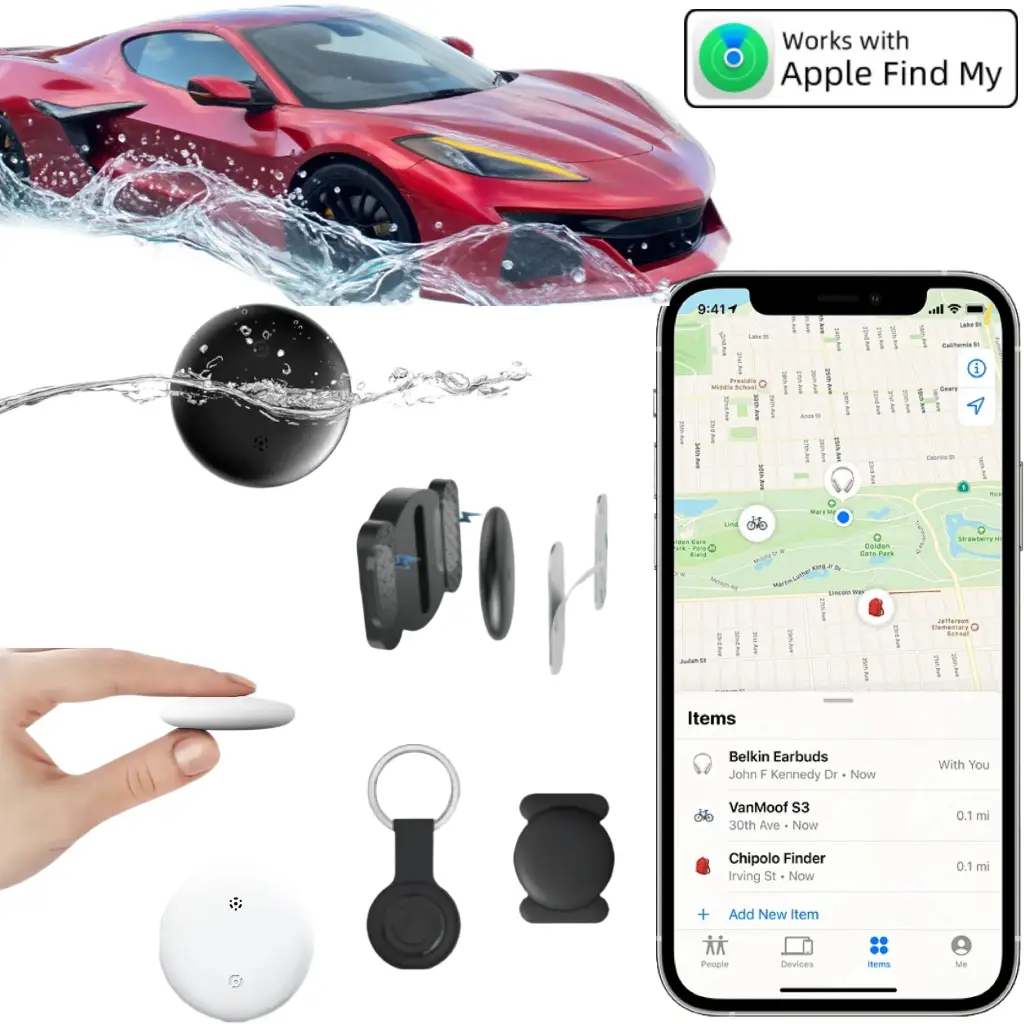 [IOS ONLY]GPS Tracker for Car,Mini Trackers Device with Weatherproof Magnetic case-No Monthly Fee-Best Hidden GPs Trackers,Anti-lost Device,Works with
