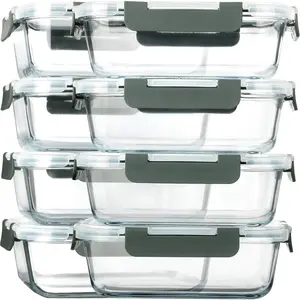 8-Pack 30-Ounce Glass Lunch Boxes Glass Food Storage Containers with Lids Sealed Lunch Boxes Microwave, Oven, Refrigerator, and Dishwasher Safe