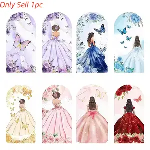 Princess 15th Birthday Arch Background Quinceañera Purple Night Dress Backdrop Glitter Back Shadow Decor Photo Prop Birthday Party Decorations