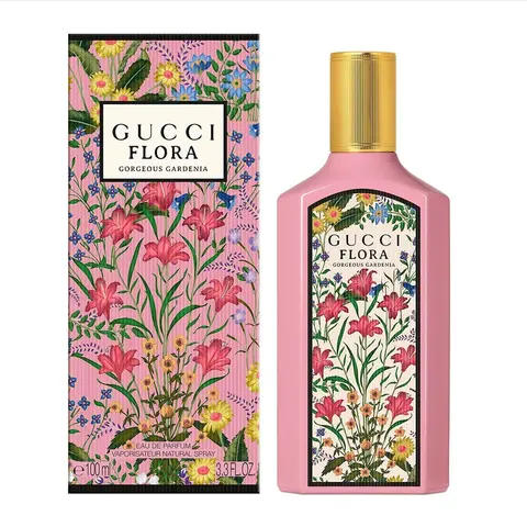 Gucci Flora Gorgeous Gardenia EDP 3.3oz / 100ml & 2PC Gift Set for Women – 3.3oz EDP & Travel Spray, Floral Fragrance with Pear Blossom & Gardenia